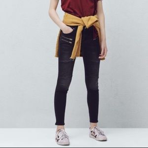 MNG by Mango Black Moto Jeans Size 2